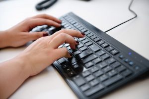 Hands and keyboard