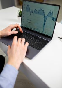 Laptop with a graph on screen
