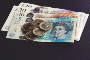Photo of British money (notes and coins)